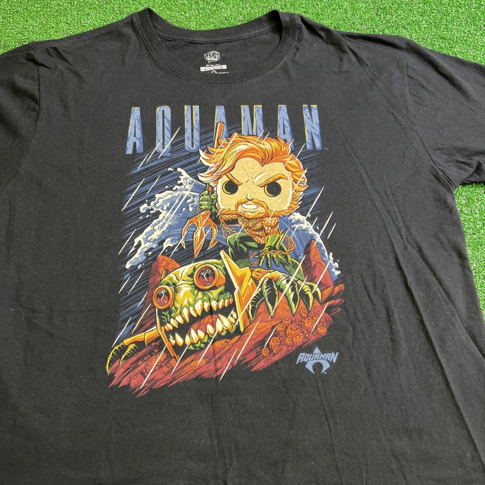 Funko Pop Tees Aquaman Cartoon T-Shirt Adult XL Black Superhero DC Comics